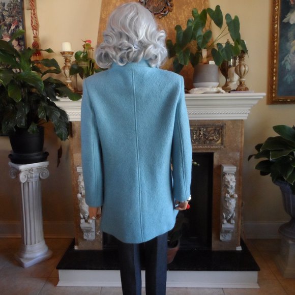 New Ann Taylor Sky Blue Wool Blend Pea Coat Size PL - Picture 14 of 16